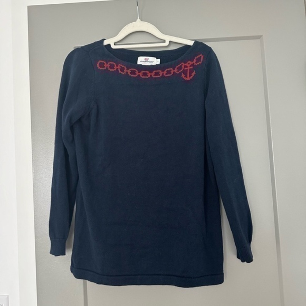 Vineyard Vines Navy nautical long sweater Women Small
Condition 8/10 no flaws